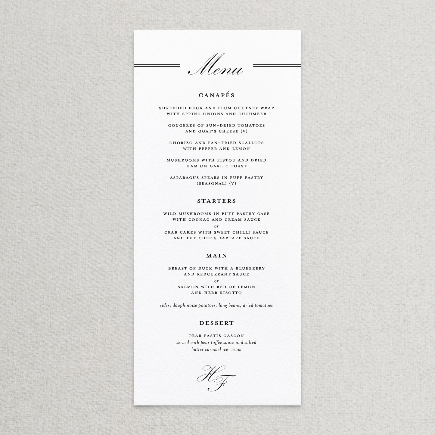 Formality Menu