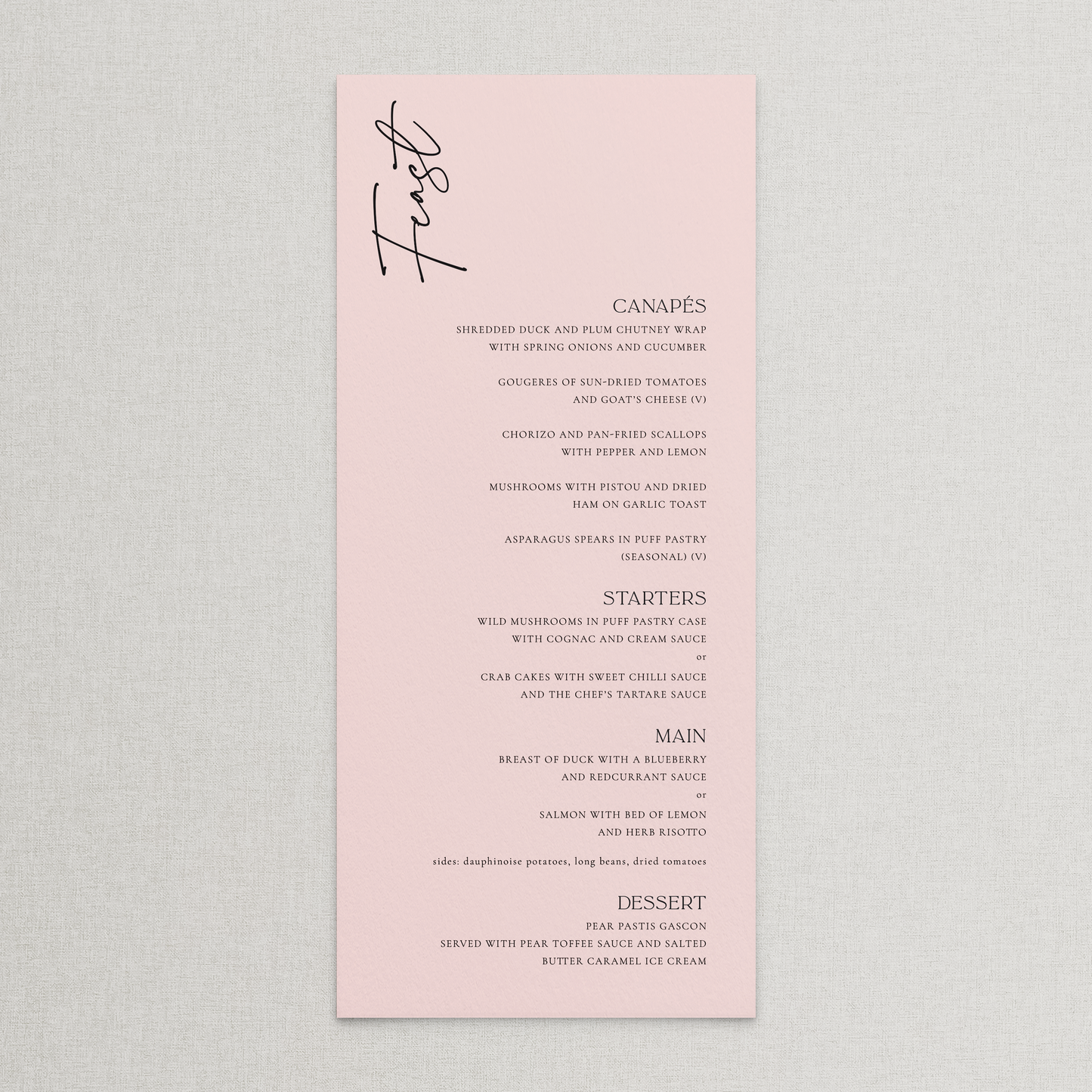 Luxe Menu