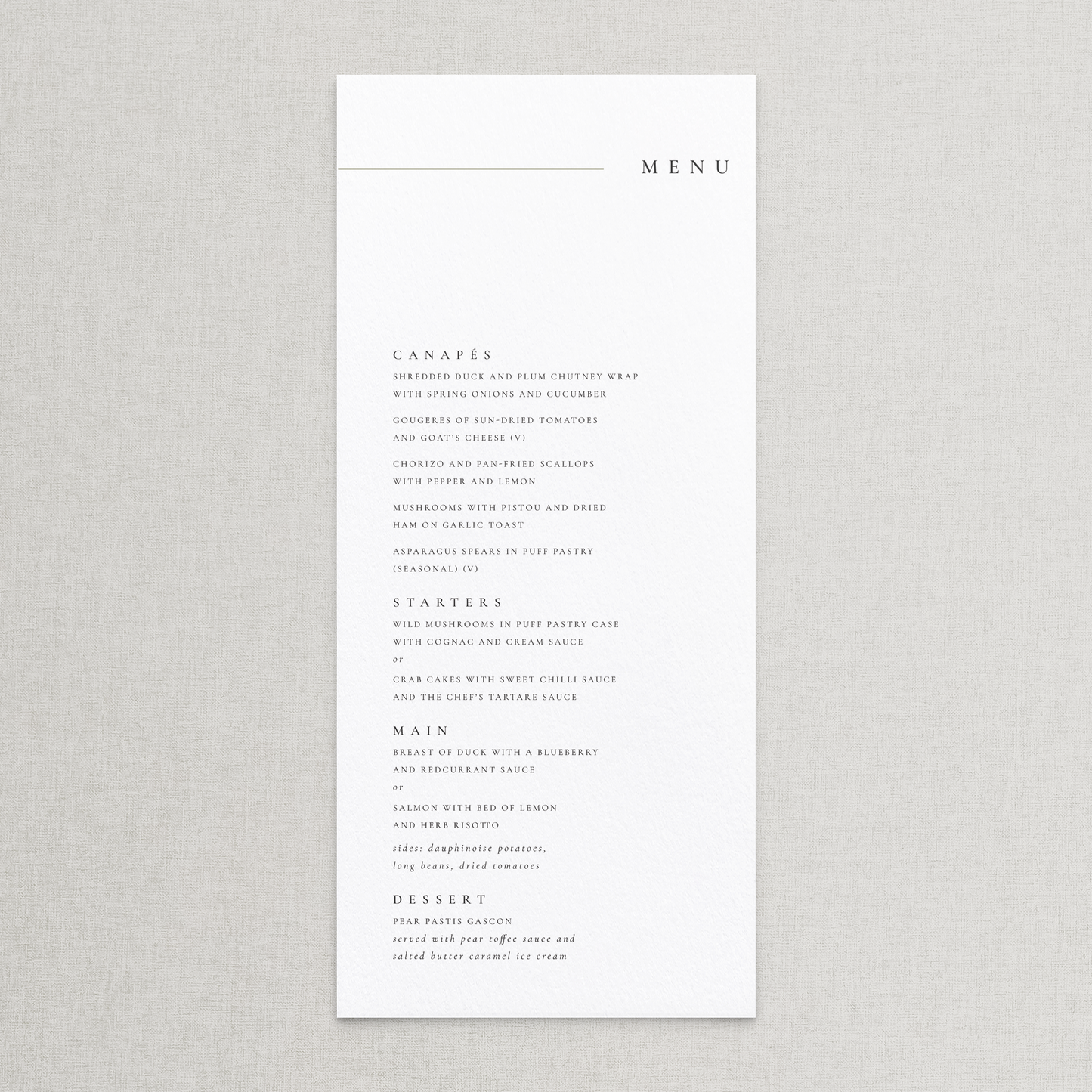 Lined Menu