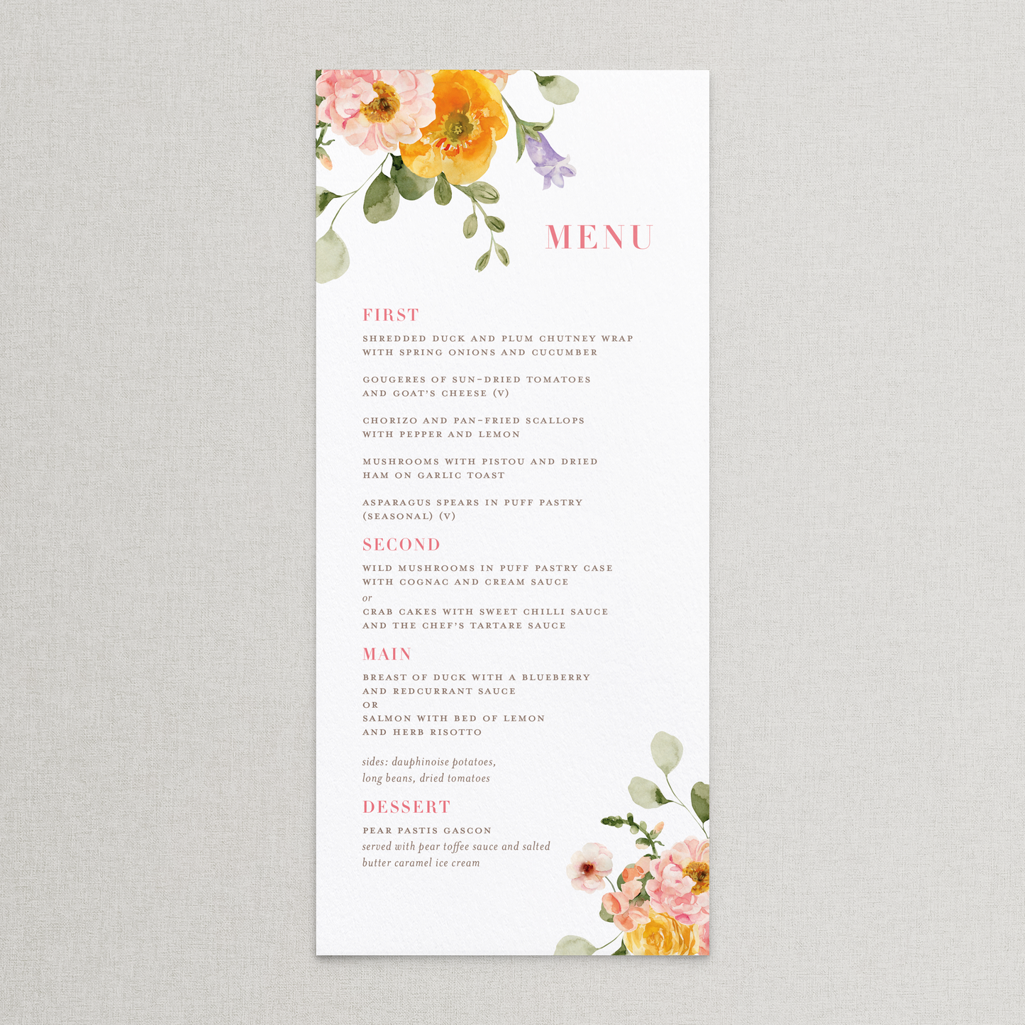 Blossom Menu