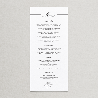 Formality Menu