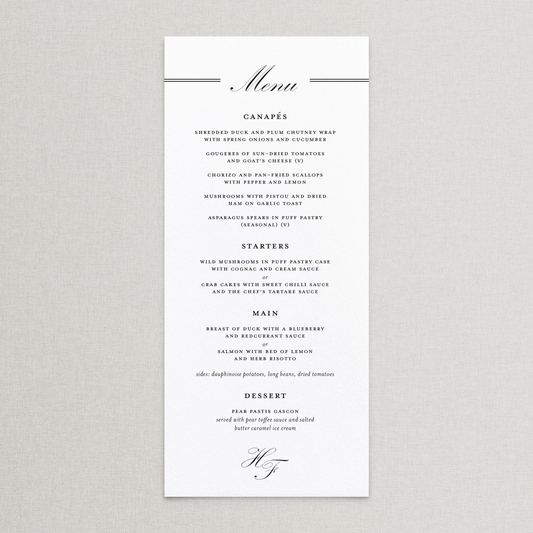 Formality Menu
