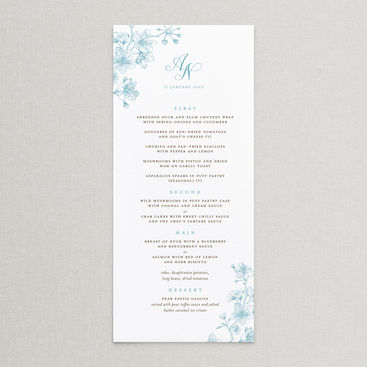 Floral Monogram Menu