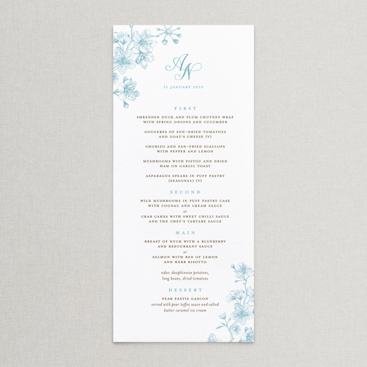 Floral Monogram Menu