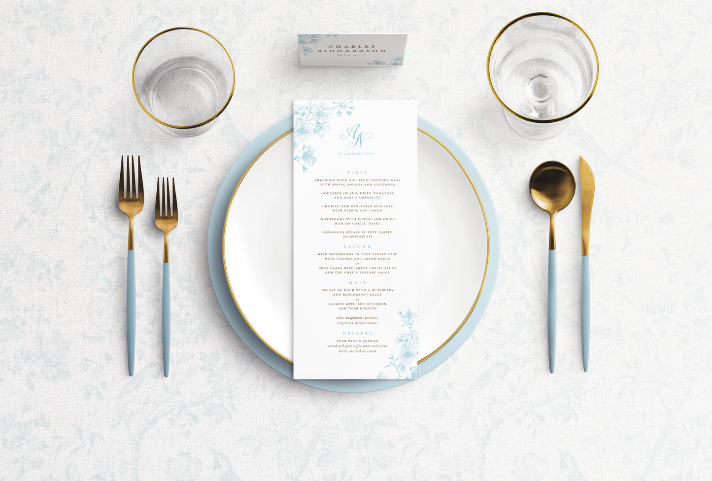 Floral Monogram Menu