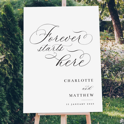 Forever Starts Here Wedding Sign