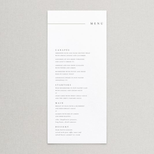 Lined Menu