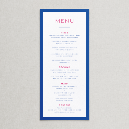 Malibu Menu
